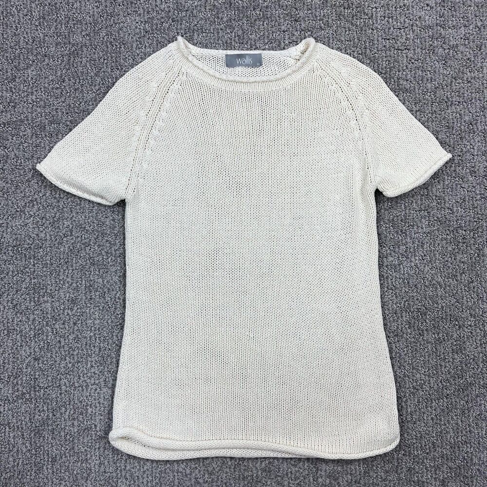 Wallis Sweater Womens 10 Short Sleeve Open Knit Crewneck Lightweight